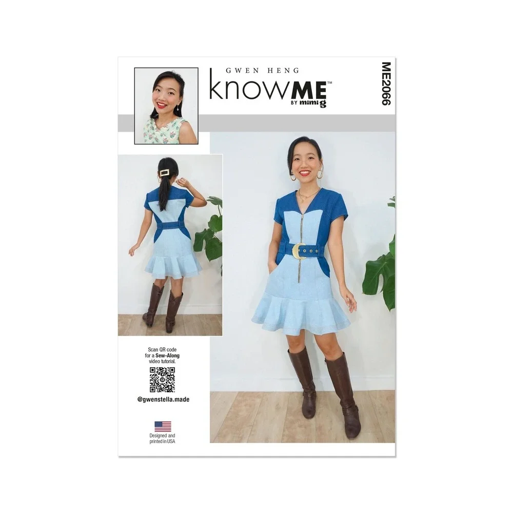 Know Me Sewing Pattern Misses 16-24 Blue Colorblock Dress ME2066 Gwen Heng